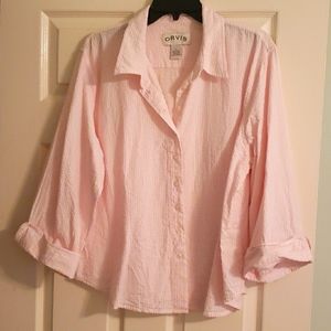 Orvis Pink Seersucker Button-down Shirt, XL